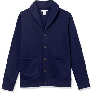 imageAmazon Essentials Mens LongSleeve Fleece ShawlCollar CardiganNavy