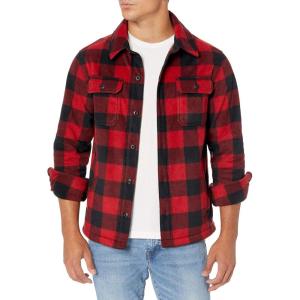 imageAmazon Essentials Mens LongSleeve Polar Fleece Shirt Jacket for WinterRed Buffalo Check