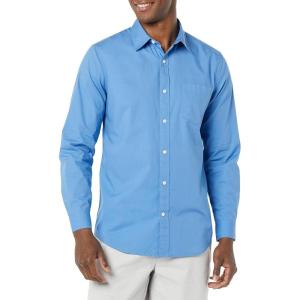 imageAmazon Essentials Mens LongSleeve SlimFit Stretch Poplin ShirtLight Blue