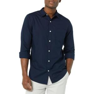 imageAmazon Essentials Mens LongSleeve SlimFit Stretch Poplin ShirtNavy