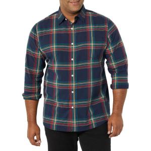 imageAmazon Essentials Mens LongSleeve SlimFit Stretch Poplin ShirtNavy Red Teal Blue Plaid