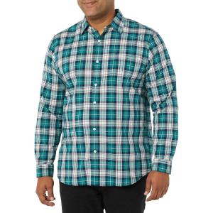 imageAmazon Essentials Mens LongSleeve SlimFit Stretch Poplin ShirtTeal Blue White Plaid