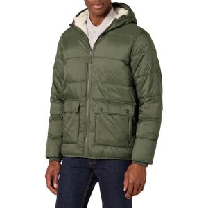 imageAmazon Essentials Mens LongSleeve WaterResistant SherpaLined Puffer JacketDark Olive
