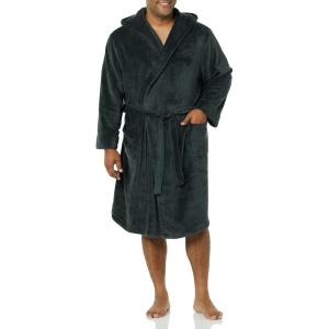 imageAmazon Essentials Mens MidLength Plush RobeCharcoal