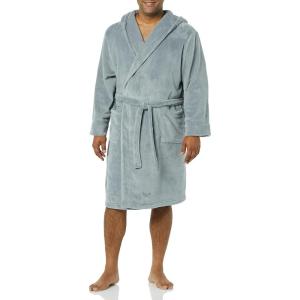 imageAmazon Essentials Mens MidLength Plush RobeGrey
