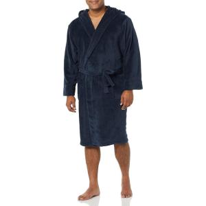 imageAmazon Essentials Mens MidLength Plush RobeNavy