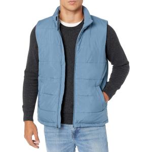 imageAmazon Essentials Mens Midweight FleeceLined Insulated Puffer VestLight Blue