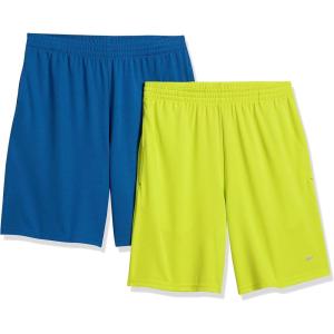 imageAmazon Essentials Mens Performance Tech LooseFit Shorts Available in Big ampamp Tall Pack of 2BlueNeon Lime Green