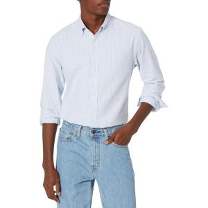 imageAmazon Essentials Mens RegularFit Long Sleeve Oxford ShirtBlue Stripe