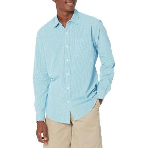 imageAmazon Essentials Mens RegularFit LongSleeve Casual Poplin ShirtAqua Blue Gingham