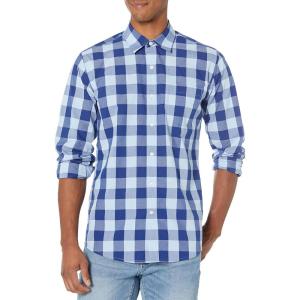 imageAmazon Essentials Mens RegularFit LongSleeve Casual Poplin ShirtBlue Buffalo