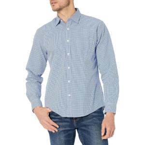 imageAmazon Essentials Mens RegularFit LongSleeve Casual Poplin ShirtBlue Gingham