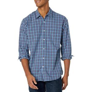 imageAmazon Essentials Mens RegularFit LongSleeve Casual Poplin ShirtBlue Plaid