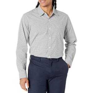 imageAmazon Essentials Mens RegularFit LongSleeve Casual Poplin ShirtGrey Gingham