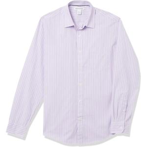 imageAmazon Essentials Mens RegularFit LongSleeve Casual Poplin ShirtLavender White Double Stripe