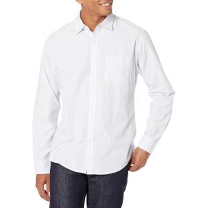 imageAmazon Essentials Mens RegularFit LongSleeve Casual Poplin ShirtLavender White Vertical Stripe