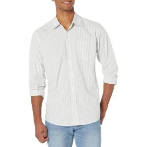 imageAmazon Essentials Mens RegularFit LongSleeve Casual Poplin ShirtLight Grey White Checked