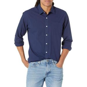 imageAmazon Essentials Mens RegularFit LongSleeve Casual Poplin ShirtNavy