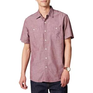 imageAmazon Essentials Mens RegularFit ShortSleeve ButtonDown Chambray ShirtBurgundy
