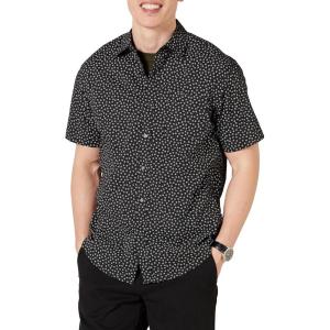 imageAmazon Essentials Mens RegularFit ShortSleeve Print ShirtBlack Floral