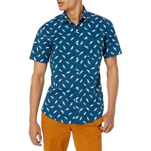 imageAmazon Essentials Mens RegularFit ShortSleeve Print ShirtTeal Blue Birds