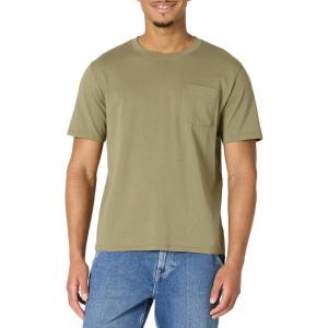 imageAmazon Essentials Mens RelaxedFit Heavyweight Cotton Pocket TShirtLight Olive
