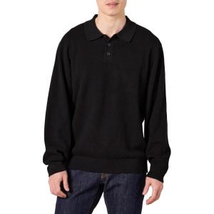 imageAmazon Essentials Mens RelaxedFit Knit Polo SweaterBlack