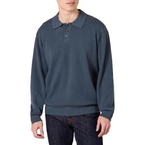 imageAmazon Essentials Mens RelaxedFit Knit Polo SweaterNavy
