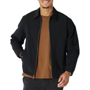 imageAmazon Essentials Mens RelaxedFit Lightweight Stretch ZipUp Bomber JacketBlack
