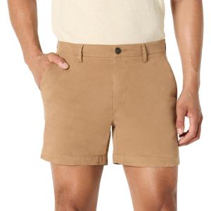 imageAmazon Essentials Mens SlimFit 5quot FlatFront Comfort Stretch Chino Short Previously GoodthreadsDark Khaki Brown