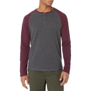 imageAmazon Essentials Mens SlimFit LongSleeve Henley ShirtCharcoal HeatherBurgundy