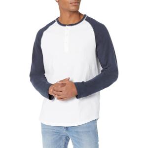 imageAmazon Essentials Mens SlimFit LongSleeve Henley ShirtNavy White