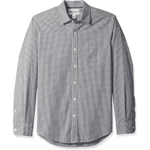 imageAmazon Essentials Mens SlimFit LongSleeve Poplin ShirtBlack Gingham