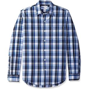 imageAmazon Essentials Mens SlimFit LongSleeve Poplin ShirtBlue Charcoal Plaid