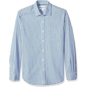 imageAmazon Essentials Mens SlimFit LongSleeve Poplin ShirtBlue Checked