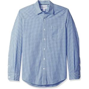 imageAmazon Essentials Mens SlimFit LongSleeve Poplin ShirtBlue Gingham