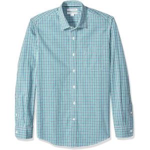 imageAmazon Essentials Mens SlimFit LongSleeve Poplin ShirtBlue Green Gingham