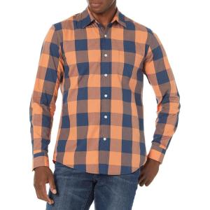 imageAmazon Essentials Mens SlimFit LongSleeve Poplin ShirtBlue Orange Buffalo