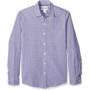 imageAmazon Essentials Mens SlimFit LongSleeve Poplin ShirtBlue Purple Gingham