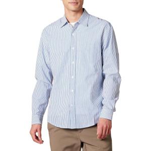 imageAmazon Essentials Mens SlimFit LongSleeve Poplin ShirtBlue White Vertical Stripe