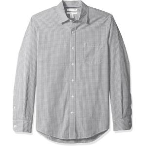 imageAmazon Essentials Mens SlimFit LongSleeve Poplin ShirtGrey Gingham
