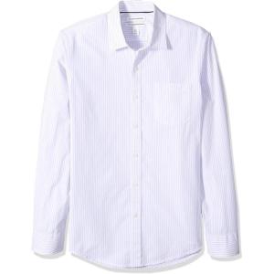 imageAmazon Essentials Mens SlimFit LongSleeve Poplin ShirtLavender White Vertical Stripe