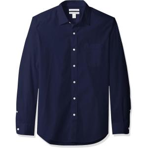 imageAmazon Essentials Mens SlimFit LongSleeve Poplin ShirtNavy