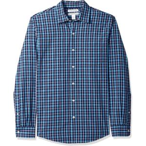 imageAmazon Essentials Mens SlimFit LongSleeve Poplin ShirtNavy Plaid