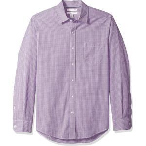 imageAmazon Essentials Mens SlimFit LongSleeve Poplin ShirtPurple White Gingham