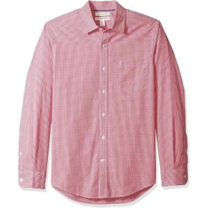 imageAmazon Essentials Mens SlimFit LongSleeve Poplin ShirtRed Gingham