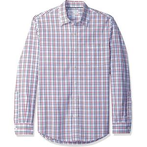 imageAmazon Essentials Mens SlimFit LongSleeve Poplin ShirtRed White Plaid