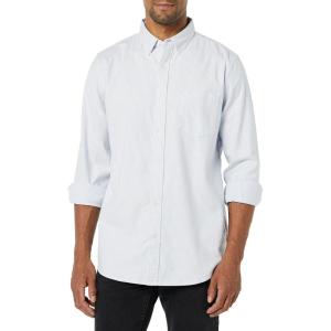 imageAmazon Essentials Mens SlimFit LongSleeve Stretch Oxford Shirt with PocketPowder Blue Vertical Stripe