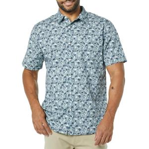 imageAmazon Essentials Mens SlimFit ShortSleeve Poplin ShirtBlue Floral
