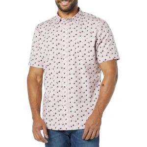imageAmazon Essentials Mens SlimFit ShortSleeve Poplin ShirtLavender Palm Leaf Print
